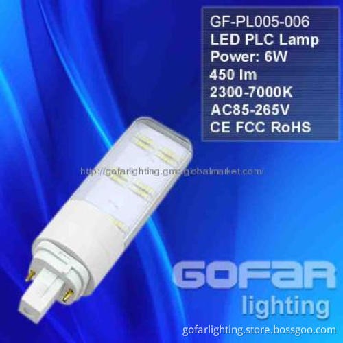 6w LED PLC lamp LED Light with E27/G24, CE/FCC/RoHS